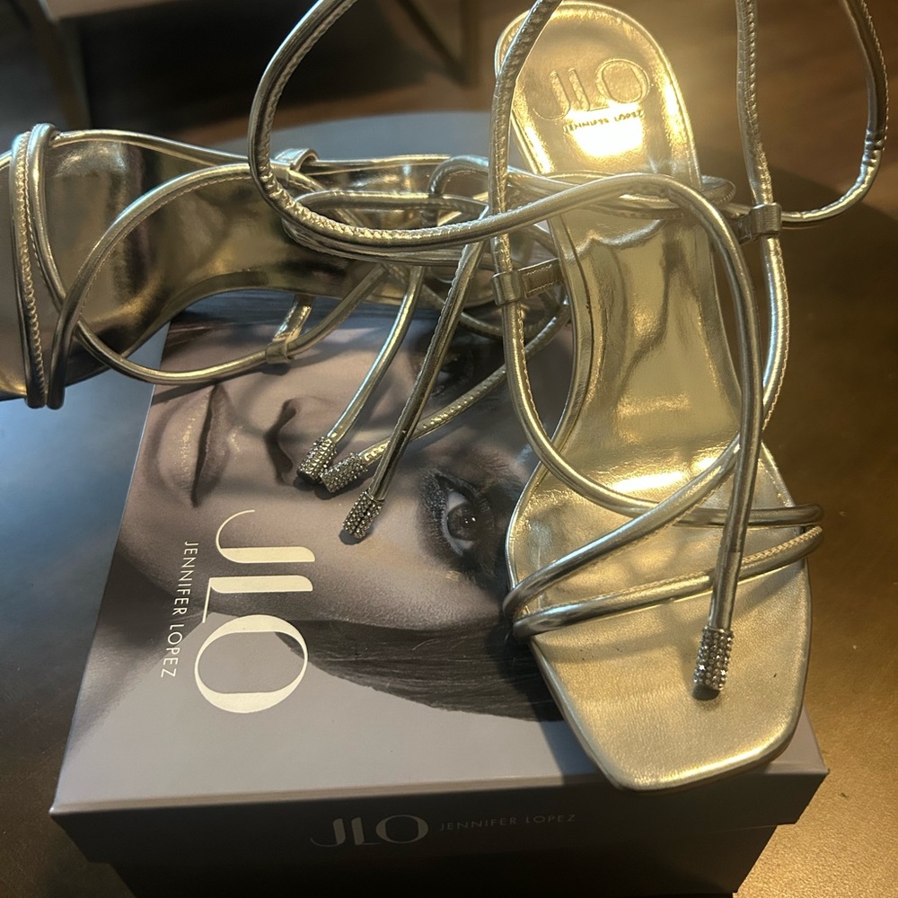 Jennifer Lopez Champagne lace-up Strappy Heels